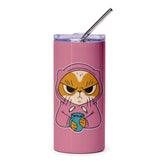 Angry Cat in Hoodie Pink Travel Tumbler product